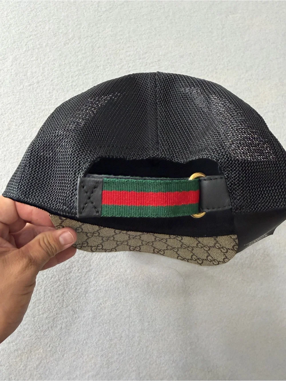 170/73 Gucci GG Supreme Tiger Print Web Stripe Trucker Cap Hat Beige S 57